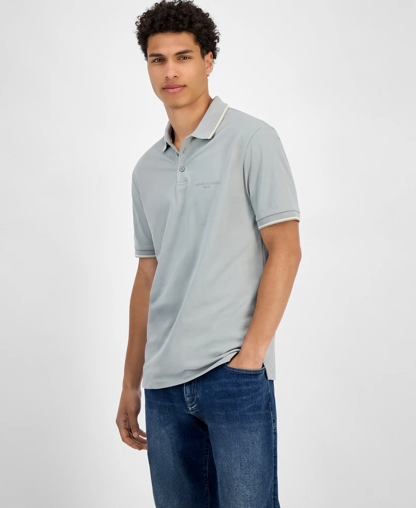 A|X Armani Exchange Men's Regular-Fit Tipped Polo Shirt