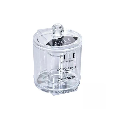 Clear Cotton Ball and Swab Organizer with Lid- Acrylic Compact Jar Makeup Cotton Organizer, Durable Vanity Storage Organizer