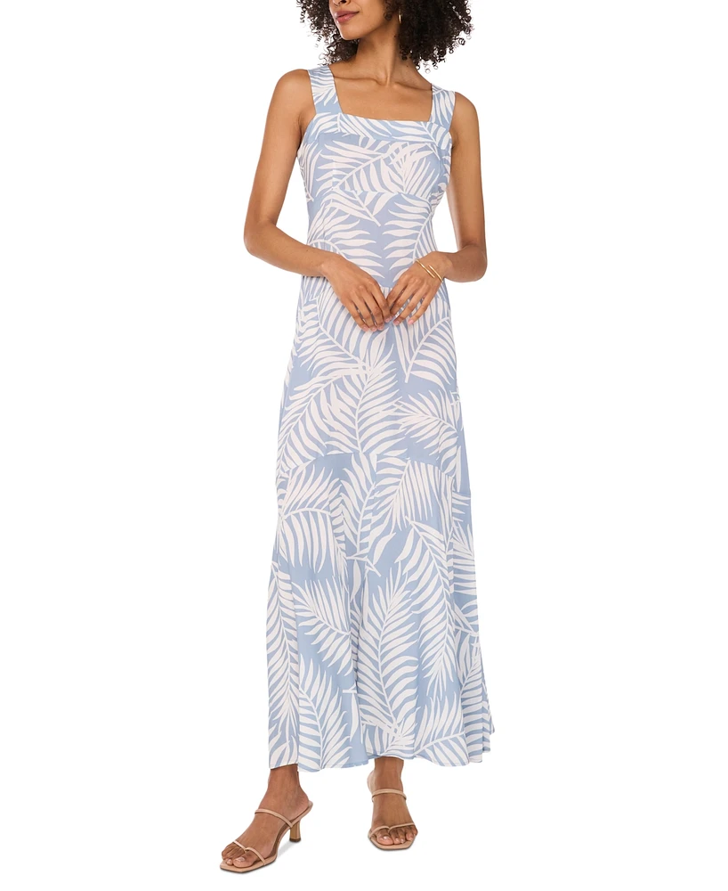 Vince Camuto Women's Tropical-Print Smocked Back Tiered Sleeveless Maxi Dress