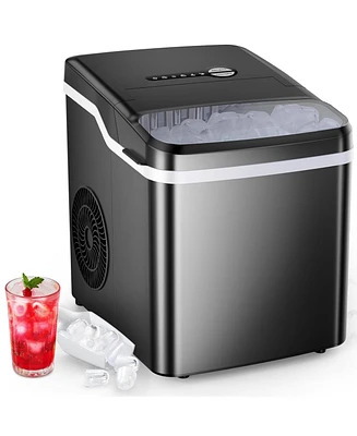 Cowsar 26.5lbs Countertop Ice Maker, 9 Cubes in 6 Mins, Self-Clean, 2 Sizes, Basket/Scoop