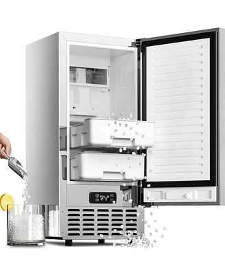 Cowsar 70 lbs，Built-In Nugget Ice Maker, Drain Pump, 24H Timer, Self-Cleaning, Double Baskets