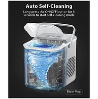 Cowsar 26Lbs Countertop Ice Maker, 9 Cubes 8 Mins, Two ,Self-Cleaning, with Scoop/Basket