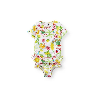 Cotton On Girls Little/Big Florence S/S Rashie And Bikini Bottom Set