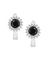 Bling Jewelry Classic Small Cz Cubic Zirconia Circle Halo Round Solitaire Stud Huggie Earrings For Women .925 Sterling Silver