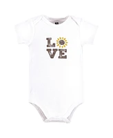 Hudson Baby Girls Cotton Bodysuits, Sunflower Love, 9-12 Months