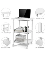 3-tier Adjustable Printer Stand with 360° Swivel Casters