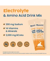 NativePath Native Hydrate Stick Packs, Sugar Free Electrolytes Powder with BCAAs, Tangerine Hydration, Keto & Paleo Friendly, 30 Servings
