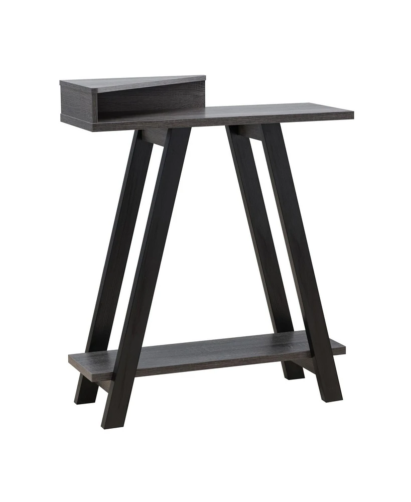 Modern Wood Console Table with Corner Storage Compartment