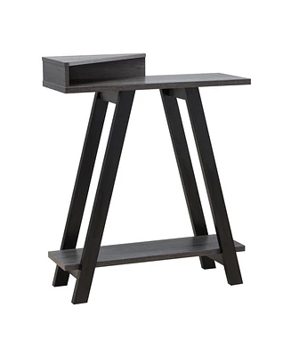 Modern Wood Console Table with Corner Storage Compartment