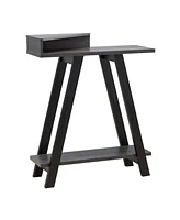Modern Wood Console Table with Corner Storage Compartment