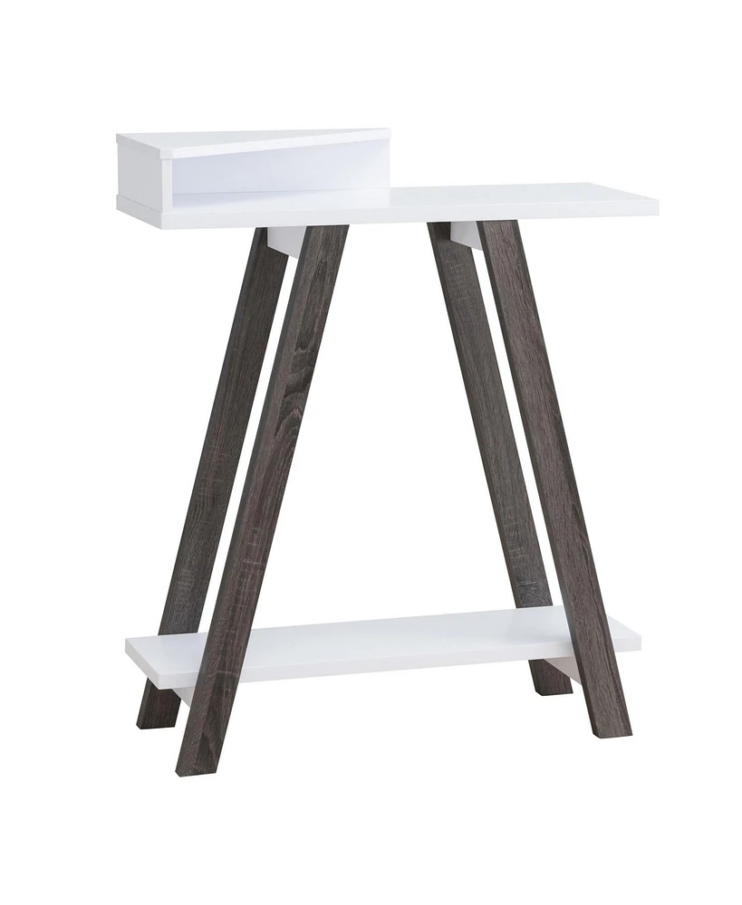 Modern Wood Console Table with Corner Storage Compartment