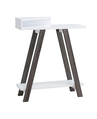 Modern Wood Console Table with Corner Storage Compartment