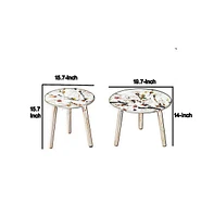 Set of 2 Side Tables with Elegant Floral Design for Stylish Home Decor