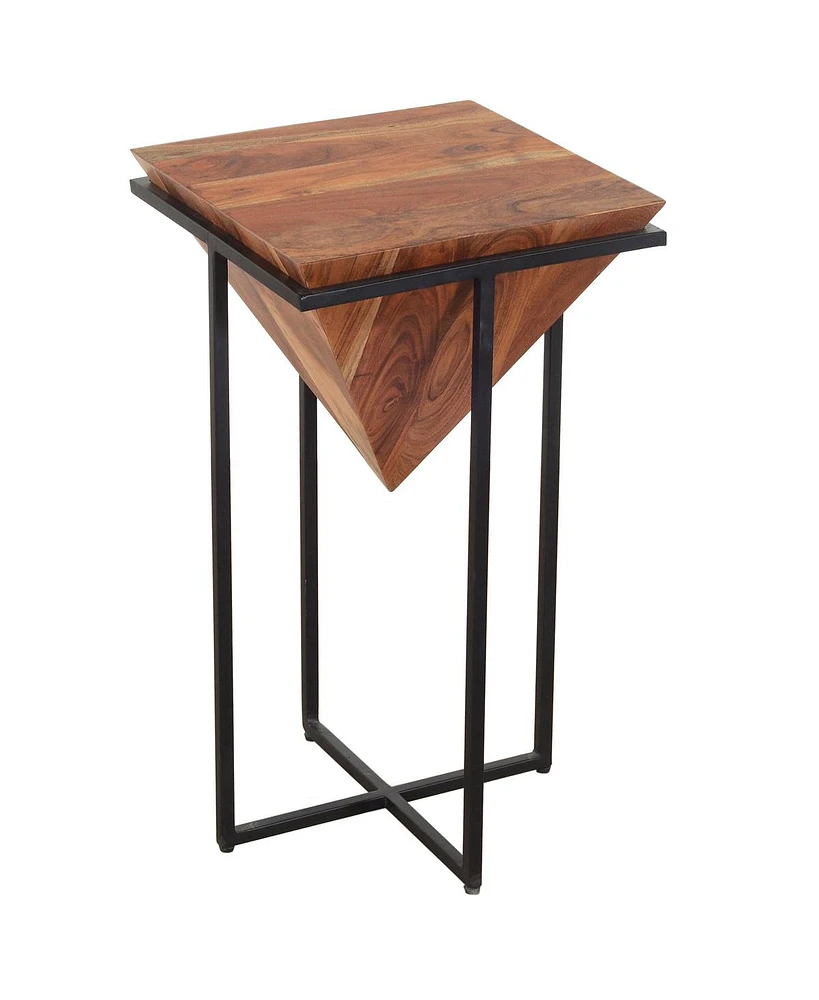 Pyramid-Shaped Side Table with Cross Base for Modern and Unique Home Decor