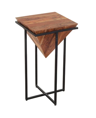 Pyramid-Shaped Side Table with Cross Base for Modern and Unique Home Decor