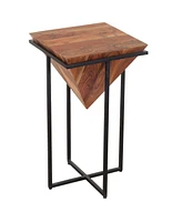 Pyramid-Shaped Side Table with Cross Base for Modern and Unique Home Decor