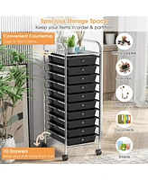 10 Drawer Rolling Storage Cart Organizer with 4 Universal Casters