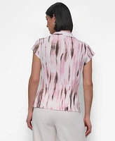 Dkny Women's Printed Knit Cap-Sleeve Shirt