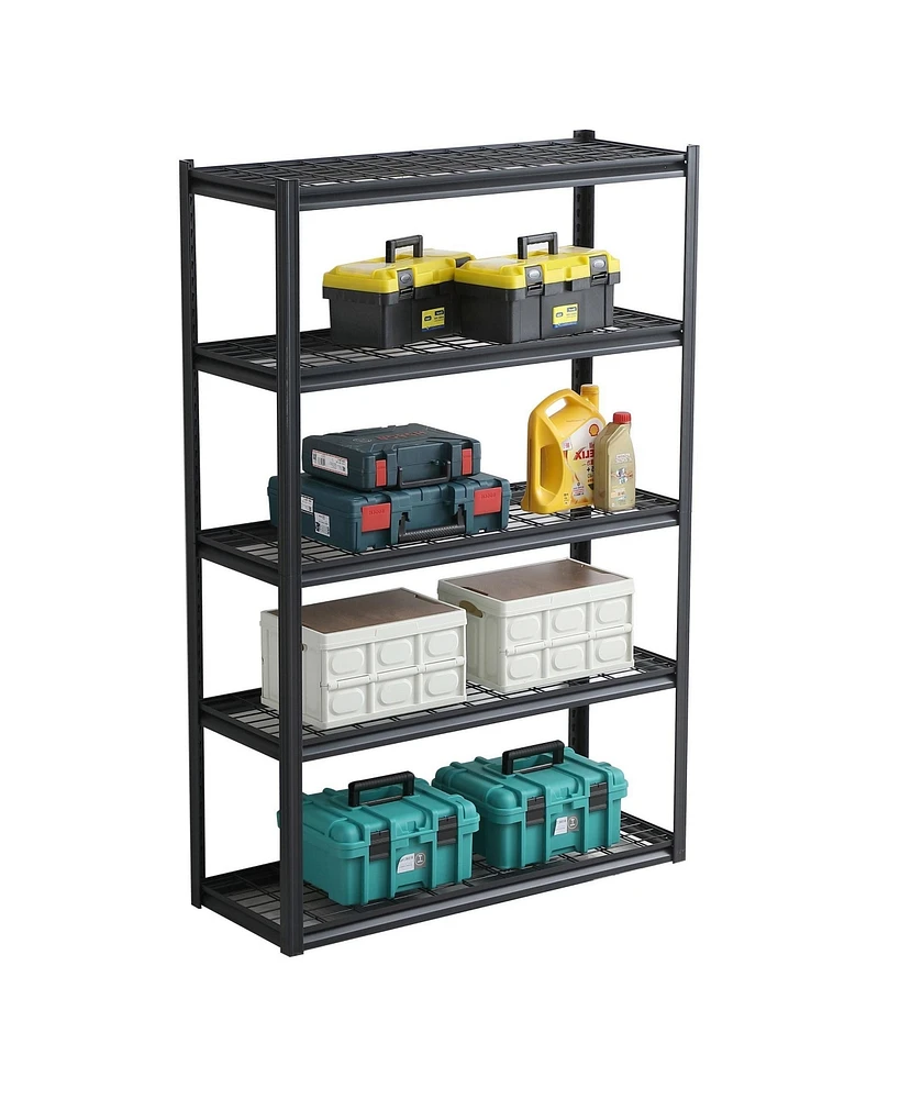 5 Tier Heavy Duty Metal Storage Shelves ,Easy to Assemble ,Adjustable ,Storage Shelves for Basements, Garages and Kitchen, 72 "H47.2 "W17.7 "D