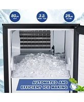 Cowsar,80Lbs Commercial Ice Maker, Stainless Steel, Undercounter/Freestanding, Clear Cube