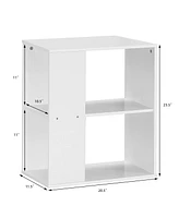 2-Tier Side End Table with Storage Shelves