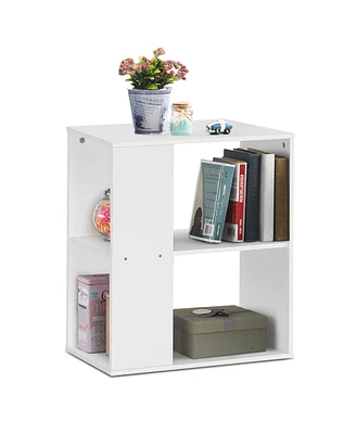 2-Tier Side End Table with Storage Shelves