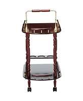 Wooden and Metal 2-Tier Rolling Serving Cart for Home Entertaining