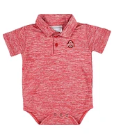 Two Feet Ahead Baby Boys and Girls Scarlet Ohio State Buckeyes Space-Dye Golf Polo Bodysuit