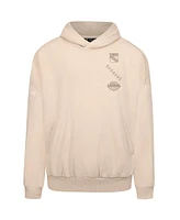 LevelWear Men's Cream New York Rangers Contact Stamp Pullover Hoodie