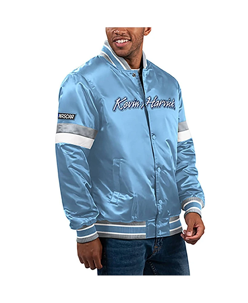 Starter Men's Light Blue Kevin Harvick Home Game Full-Snap Varsity Jacket