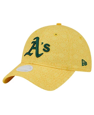 New Era Women's Gold Athletics Don't Worry 9Twenty Adjustable Hat
