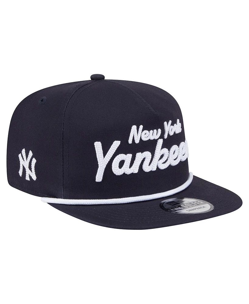 New Era Men's Navy New York Yankees Team Text Golfer Snapback Hat