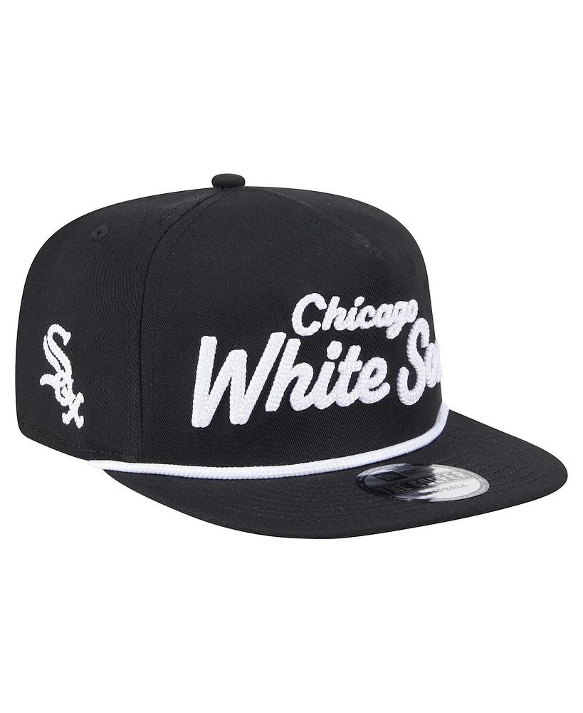 New Era Men's Black Chicago White Sox Team Text Golfer Snapback Hat