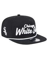 New Era Men's Black Chicago White Sox Team Text Golfer Snapback Hat
