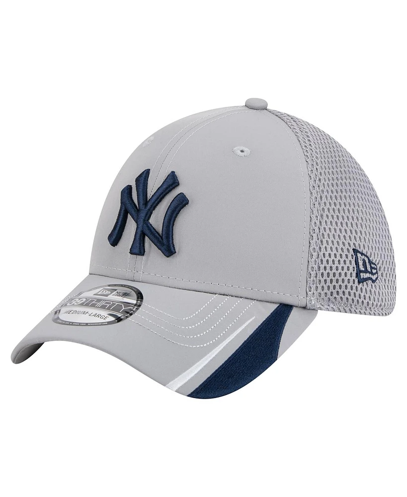 New Era Men's Gray York Yankees Linear 39Thirty Flex-Fit Hat