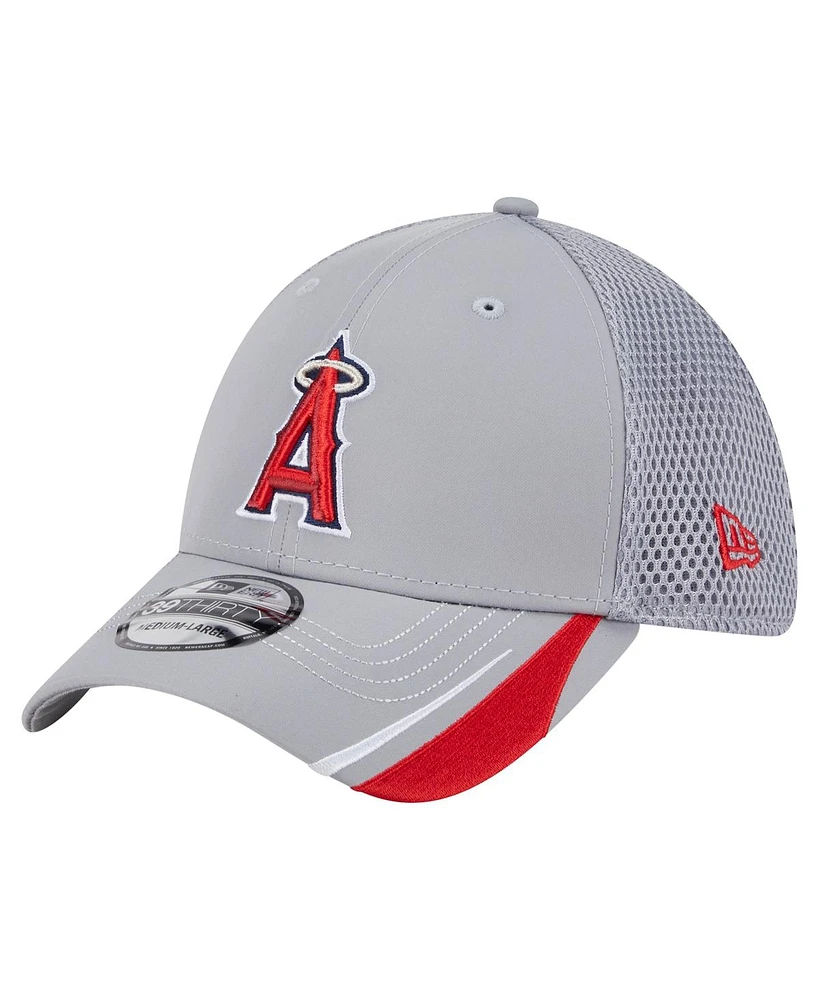 New Era Men's Gray Los Angeles Angels Linear 39Thirty Flex-Fit Hat