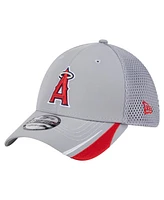 New Era Men's Gray Los Angeles Angels Linear 39Thirty Flex-Fit Hat