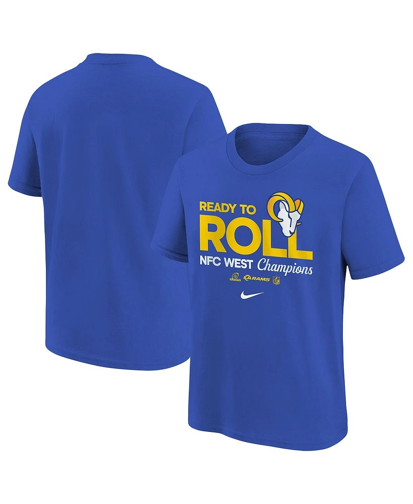 Nike Big Boys and Girls Royal Los Angeles Rams 2024 Nfc West Division Champions Locker Room Trophy Collection T-Shirt