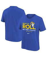 Nike Big Boys and Girls Royal Los Angeles Rams 2024 Nfc West Division Champions Locker Room Trophy Collection T-Shirt