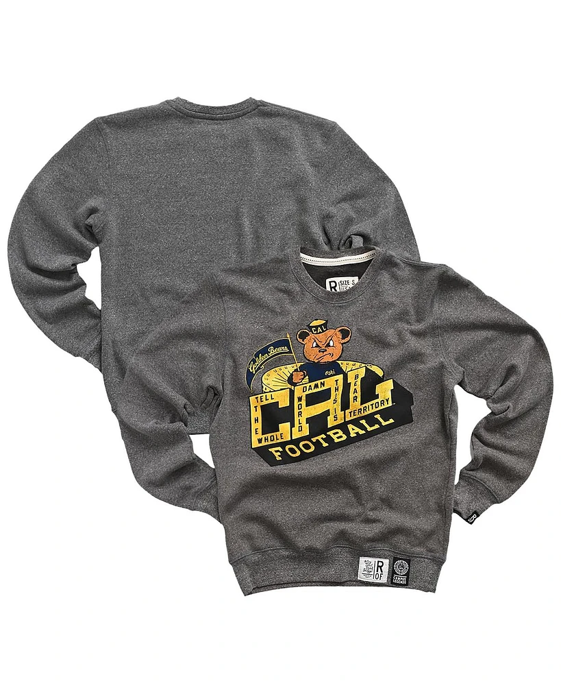 Roots Of Fight Men's Gray Cal Bears Football Tri-Blend Pullover Sweatshirt