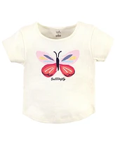 Touched by Nature Toddler Girls Cotton Hoodie, Bodysuit or Tee Top, and Pant, Bright Butterflies Toddler, 5