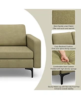 Convertible Leather Sofa Couch with Magazine Pockets 3-Seat with 2 Usb Port