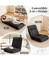 Folding Floor Chair Convertible Lazy Chair with 14-Poistion Adjustable Backrest