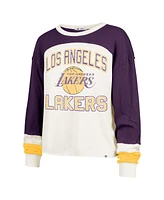 '47 Brand Women's Cream Los Angeles Lakers Curve Raglan Long Sleeve T-Shirt