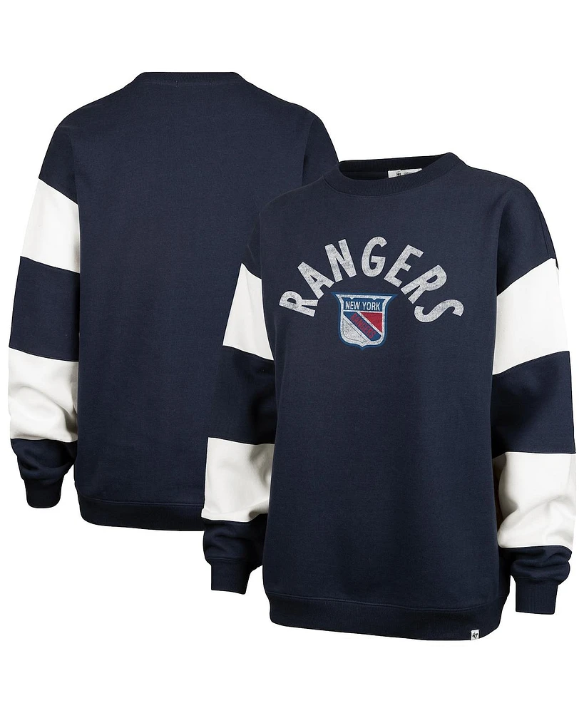 '47 Brand Women's Navy New York Rangers Eephus Barred Pullover Sweatshirt