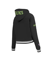 Pro Standard Women's Black Boston Celtics 2024/25 City Edition Chenille Applique Cropped Pullover Hoodie