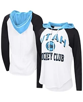 G-iii 4Her by Carl Banks Women's White Utah Hockey Club Vip Raglan Long Sleeve Hoodie T-Shirt