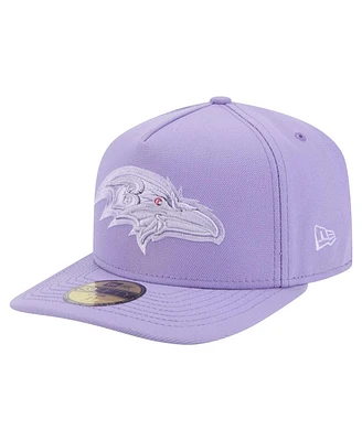 New Era Men's Purple Baltimore Ravens Color Pack A-Frame 59FIFTY Fitted Hat