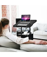 Sit-to-Stand Laptop Desk Cart Height Adjustable with Storage