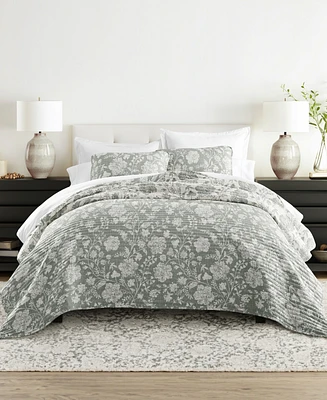 ienjoy Home Textured Floral Reversible -Pc. Quilt Set